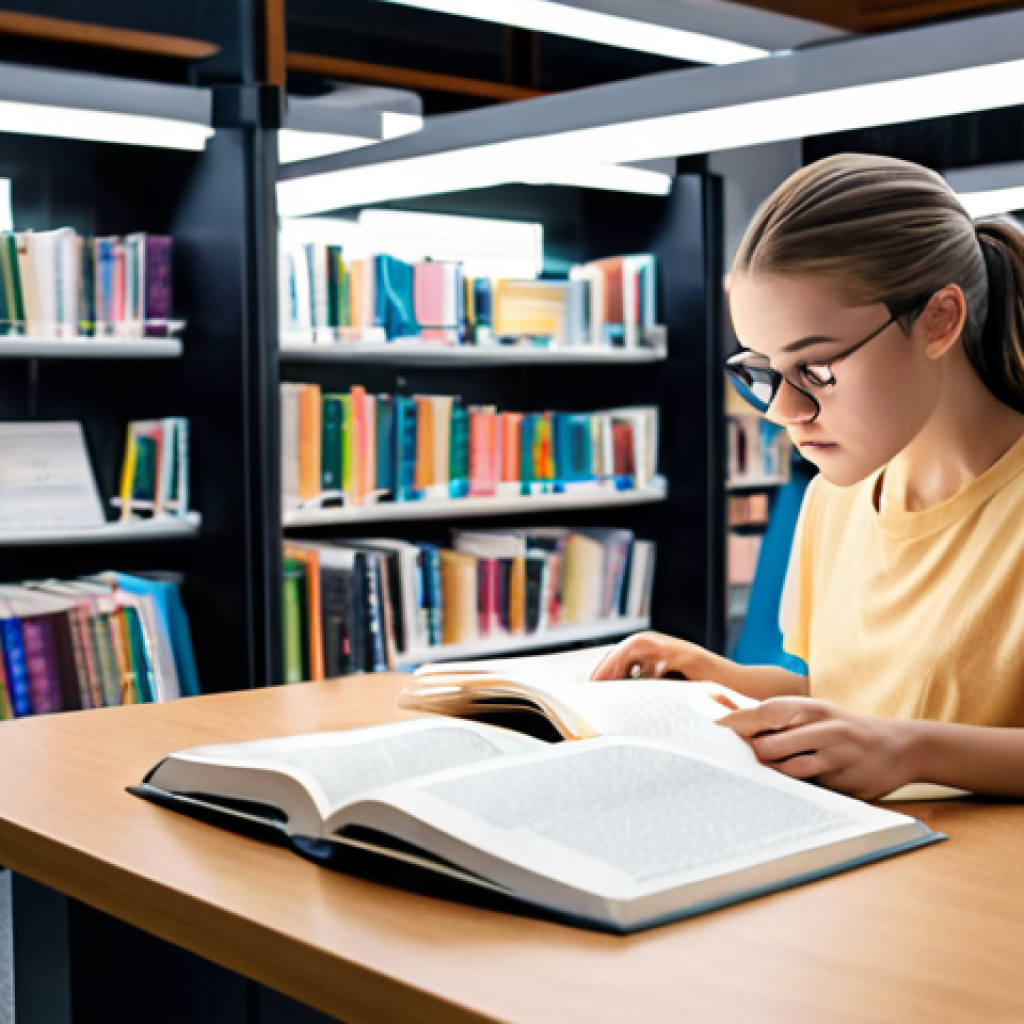 **A student using nootropics while studying in a brightly lit, modern library. Focus on the intensity of concentration and subtle futuristic UI elements overlayed, reflecting cognitive enhancement.**